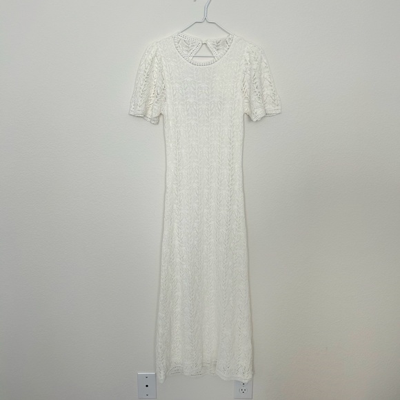 Sezane Izia Knit Midi Dress White NWT - Picture 5 of 11